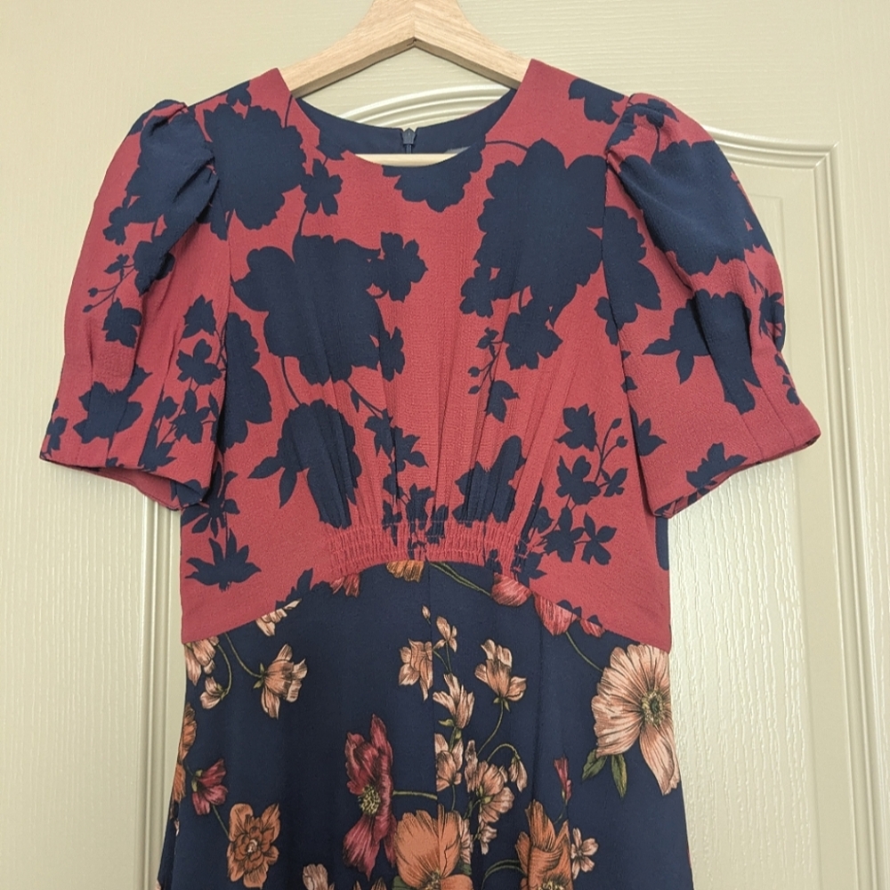 Vince Camuto Handkerchief Hem Floral Midi Dress - Picture 3 of 16